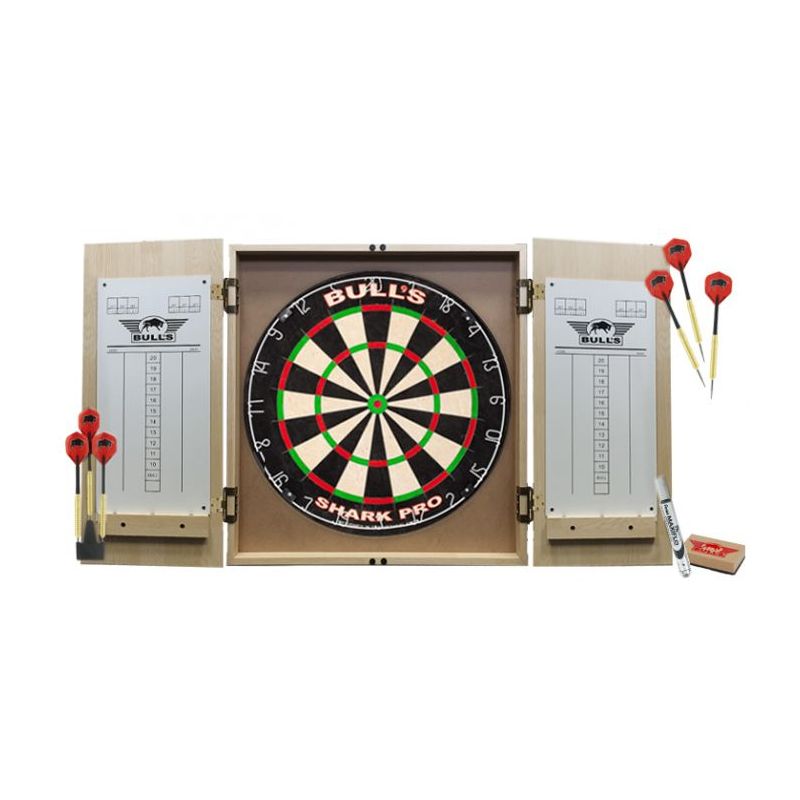 Bulls dartbord cabinet Light Oak Deluxe pro set